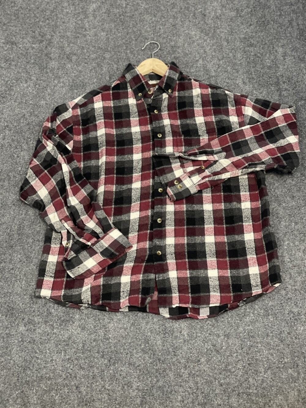 Mountain Ridge Mens Large L Flannel Shirt 100% Cotton Plaid Checkered N44